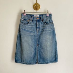Madewell High Waisted Midi Denim Skirt Size 24